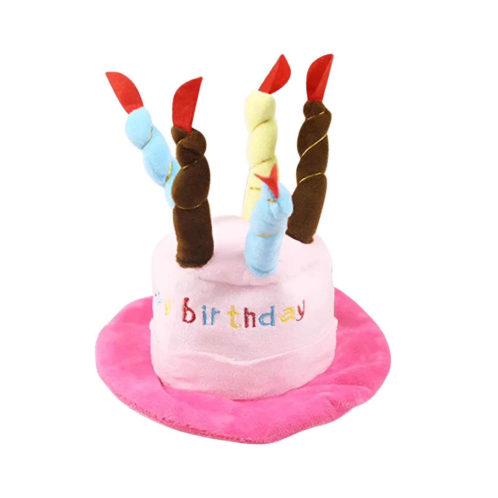 Blue and pink dog birthday hats for toy dogs measuring 21cm wide by 15cm tall
