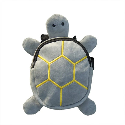 Brown cartoon turtle-shaped dog backpack with no-pull vest harness and metal zipper.
