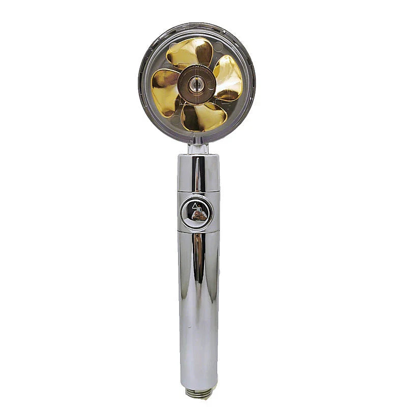 360° Rotating Shower Head with Built-In Fan - Premium ABS Plastic Construction, Water-Saving High-Pressure Spray