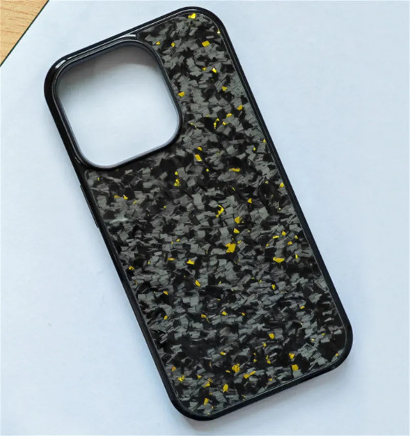 Magnetic plastic phone case for iPhone 12-15 in seven colours including Classic Carbon and Forged Blue.