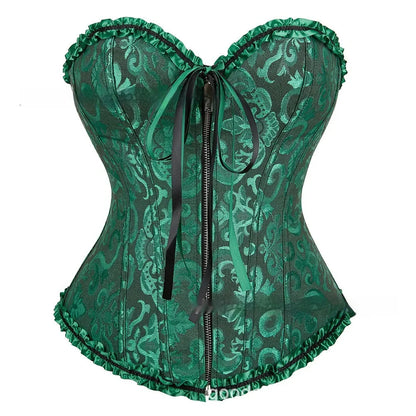Women's front zipper jacquard corset shapewear in spandex fabric available in multiple colours