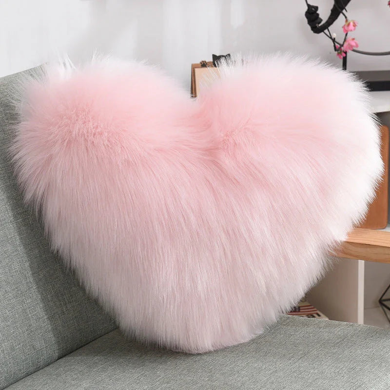 Soft, plush heart-shaped decorative throw pillow covers in various colors for living room and bedroom decor