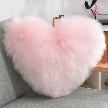 Soft, plush heart-shaped decorative throw pillow covers in various colors for living room and bedroom decor