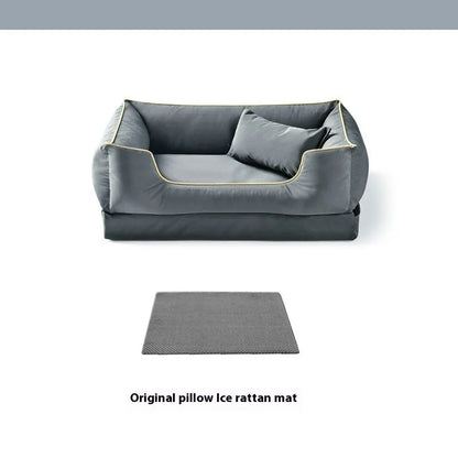 Waterproof dog kennel bed with removable sponge insole liner in dark green colour