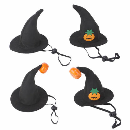Pet Halloween hat with embossed pumpkin design on cloth material for cats and dogs