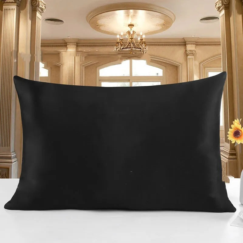 19 M double-sided silk pillowcase in champagne colour showing smooth texture and hem detailing