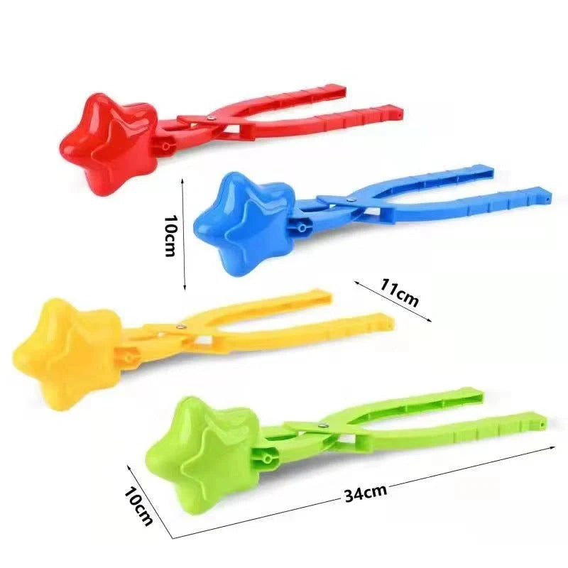 Red heart-shaped snowball maker clip for kids, perfect for winter play
