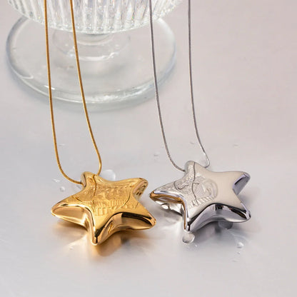 18K gold-plated stainless steel five-pointed star necklace for women
