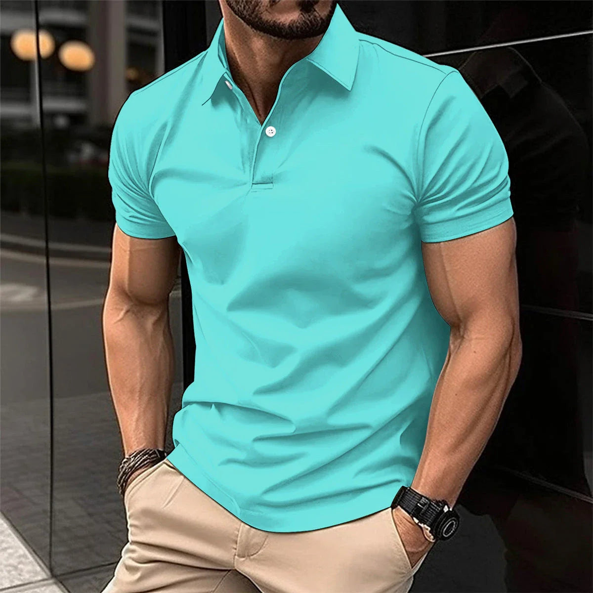 Premium cotton polo shirt for men in various solid colors and sizes