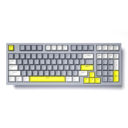 Mechanical keyboard and wireless mouse set in a chosen colour like beige gray or sky blue on a desk.