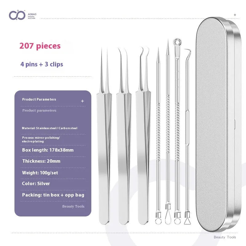 Four metal acne needles with ultra fine pointed tips for precise spot treatment skincare