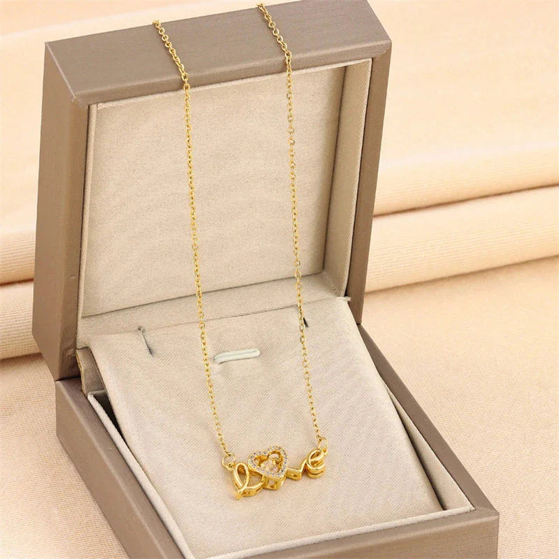 Fashionable titanium steel necklace with a sleek and modern design, a perfect accessory for the stylish woman