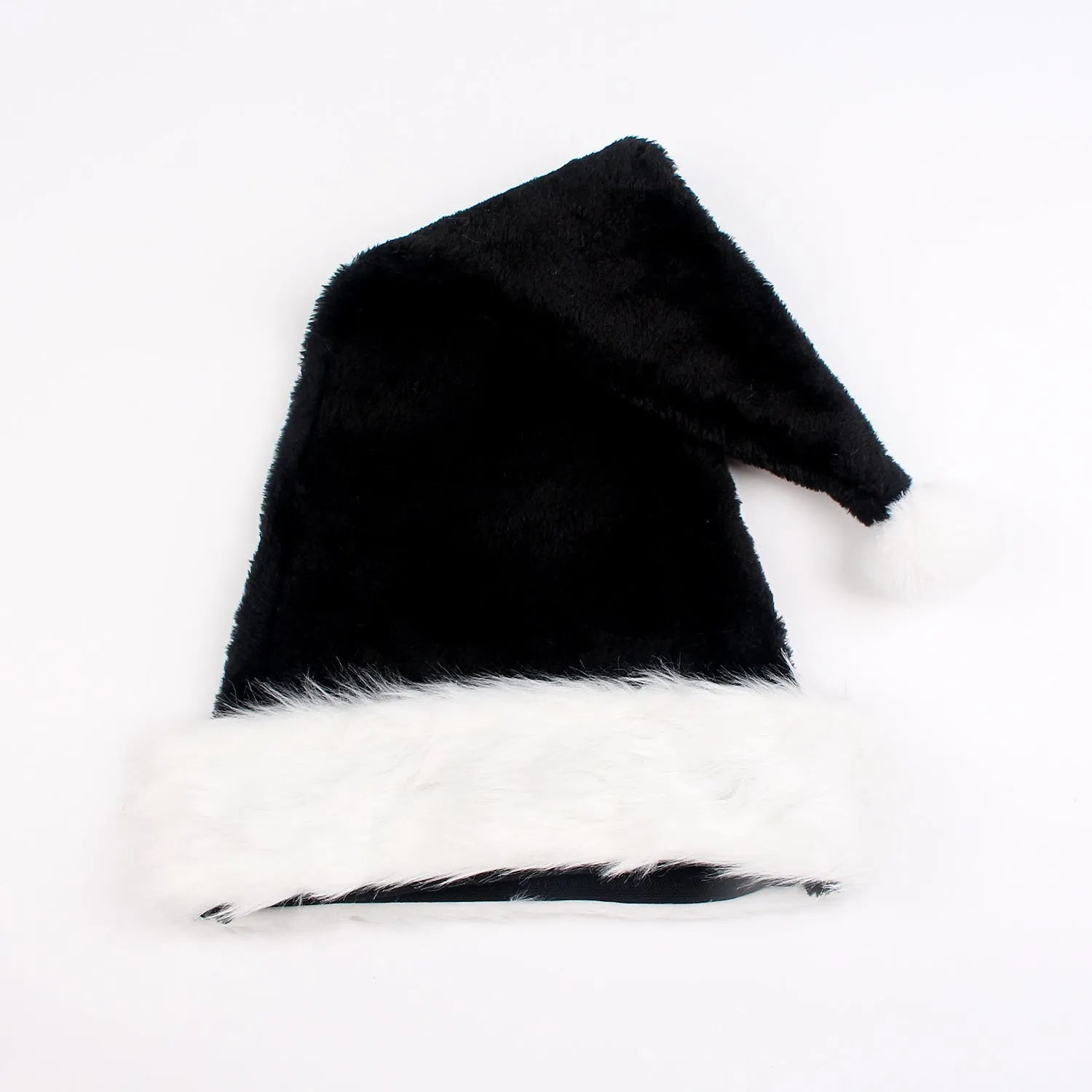 Oversized black and white plush Christmas hat with a classical European design.