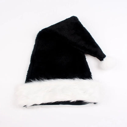 Oversized black and white plush Christmas hat with a classical European design.