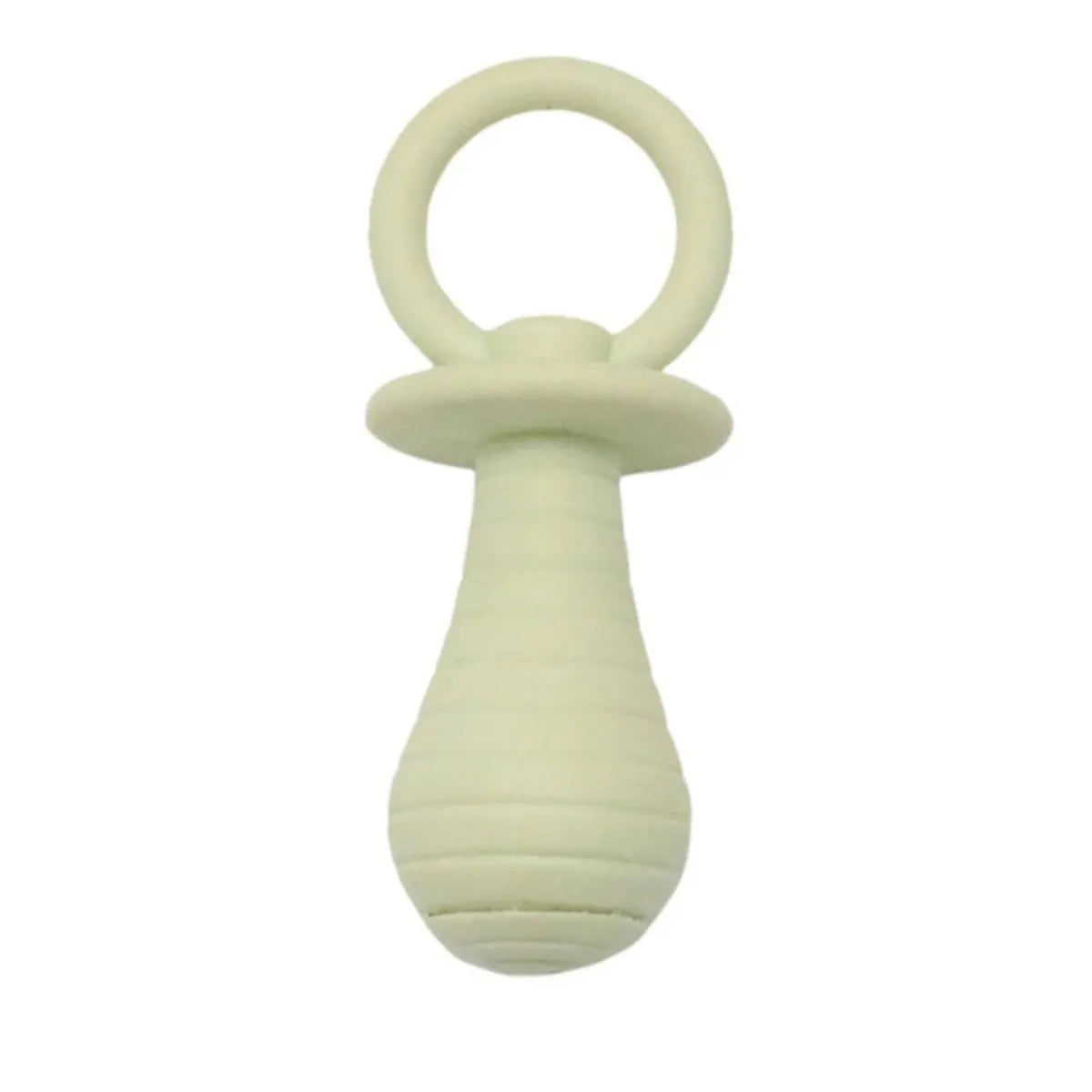 Blue TPR pet pacifier chew toy with squeaker for puppies and kittens on a white background.