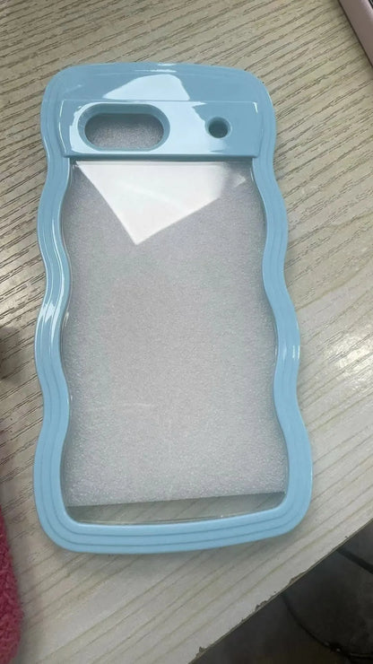 Two-in-one wave shell transparent phone case with PC colour hem for Google Pixel models