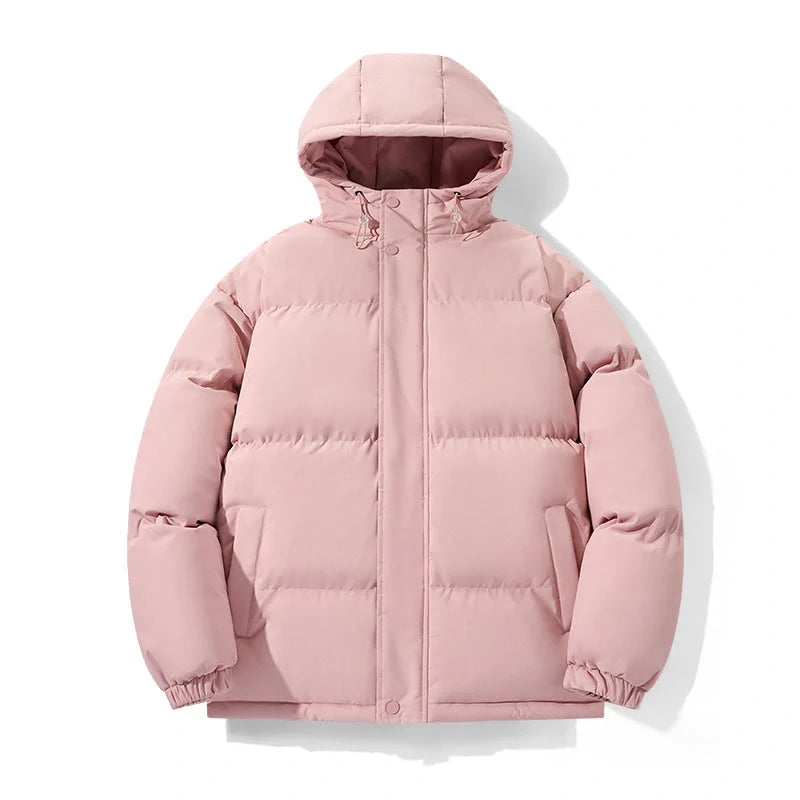 Cotton chenille hooded coat in pink, black, khaki, and sky blue for autumn and winter wear