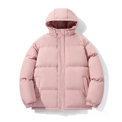 Cotton chenille hooded coat in pink, black, khaki, and sky blue for autumn and winter wear