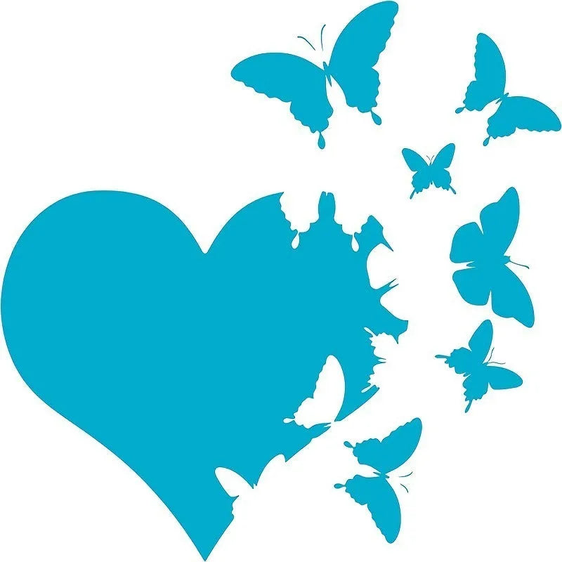 Love Butterfly car decoration sticker in plastic measuring 15x15cm in six colour options