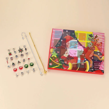 Festive Santa pattern Christmas bracelet gift set with alloy construction