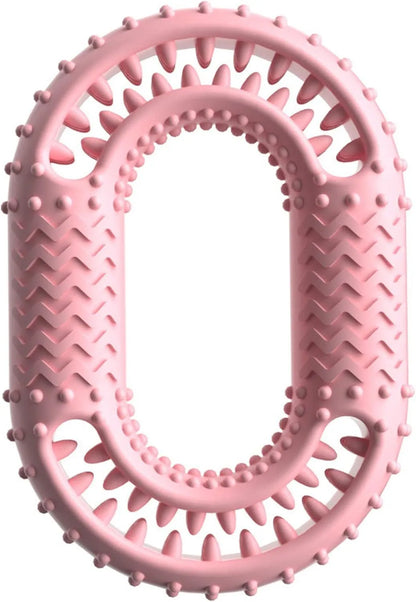 Blue O-ring shaped durable dog chew toy for aggressive chewers on a white background.