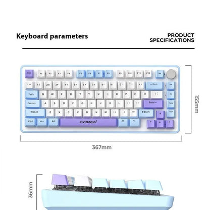 Mechanical keyboard and wireless mouse set in a chosen colour like beige gray or sky blue on a desk.