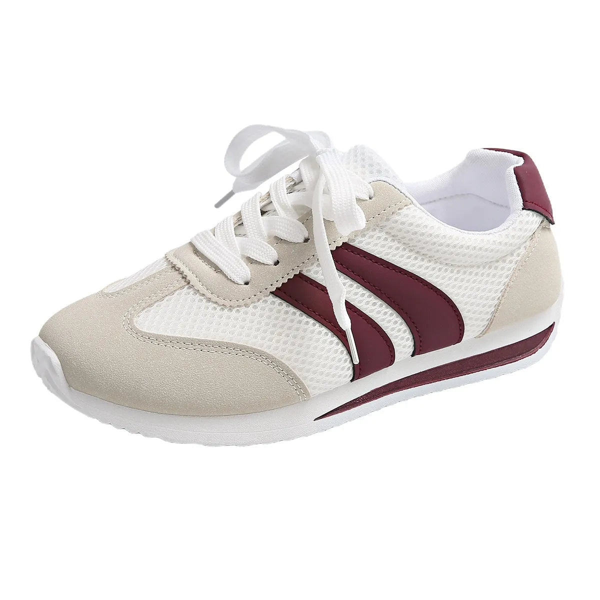 Wine red Cortez Retro sneakers with mesh lining and cross-strap detail
