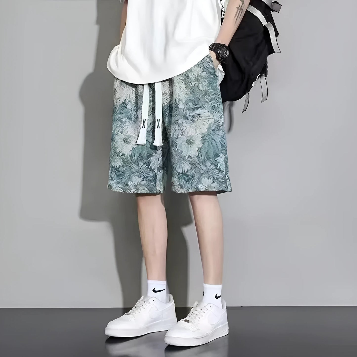 Men's fifth pants length summer shorts in polyester fabric on size chart