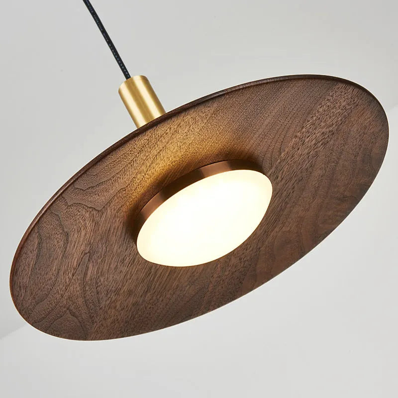 Personalised bar chandelier with walnut wood body and copper accents in modern Chinese style