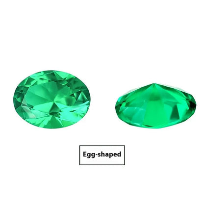 Cultivated emerald gemstone in Columbia green treasure colour showing round and grandmother cut shapes