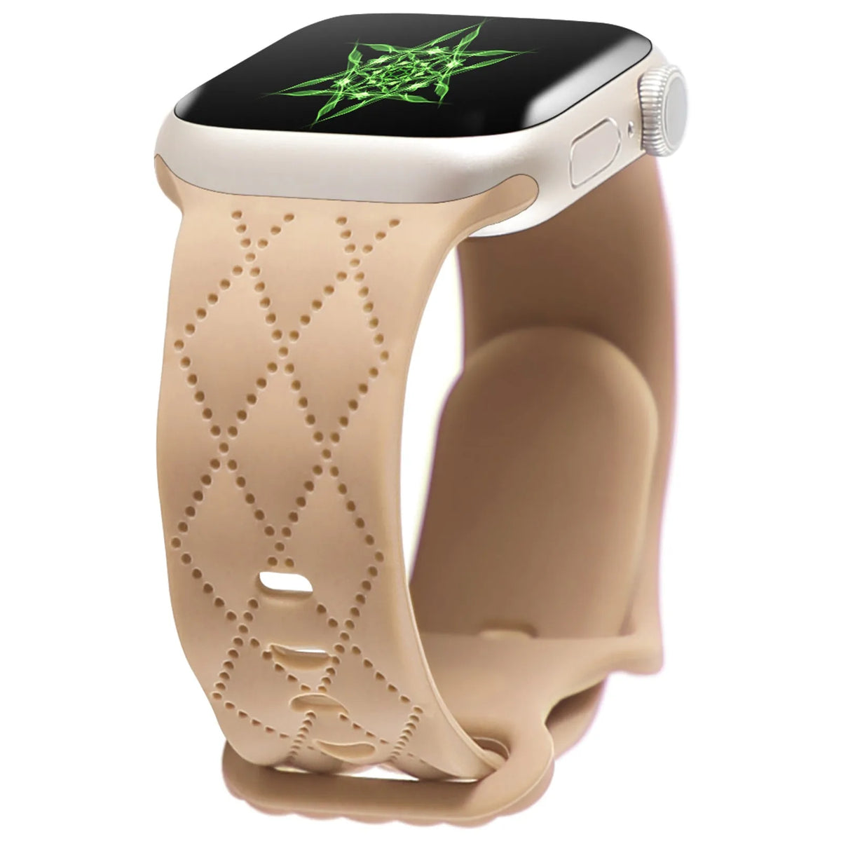 Silicone Apple Watch strap with butterfly buckle, shown in black, 38/40/41mm size