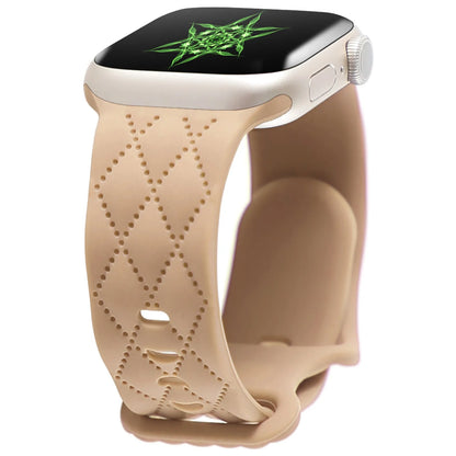 Silicone Apple Watch strap with butterfly buckle, shown in black, 38/40/41mm size