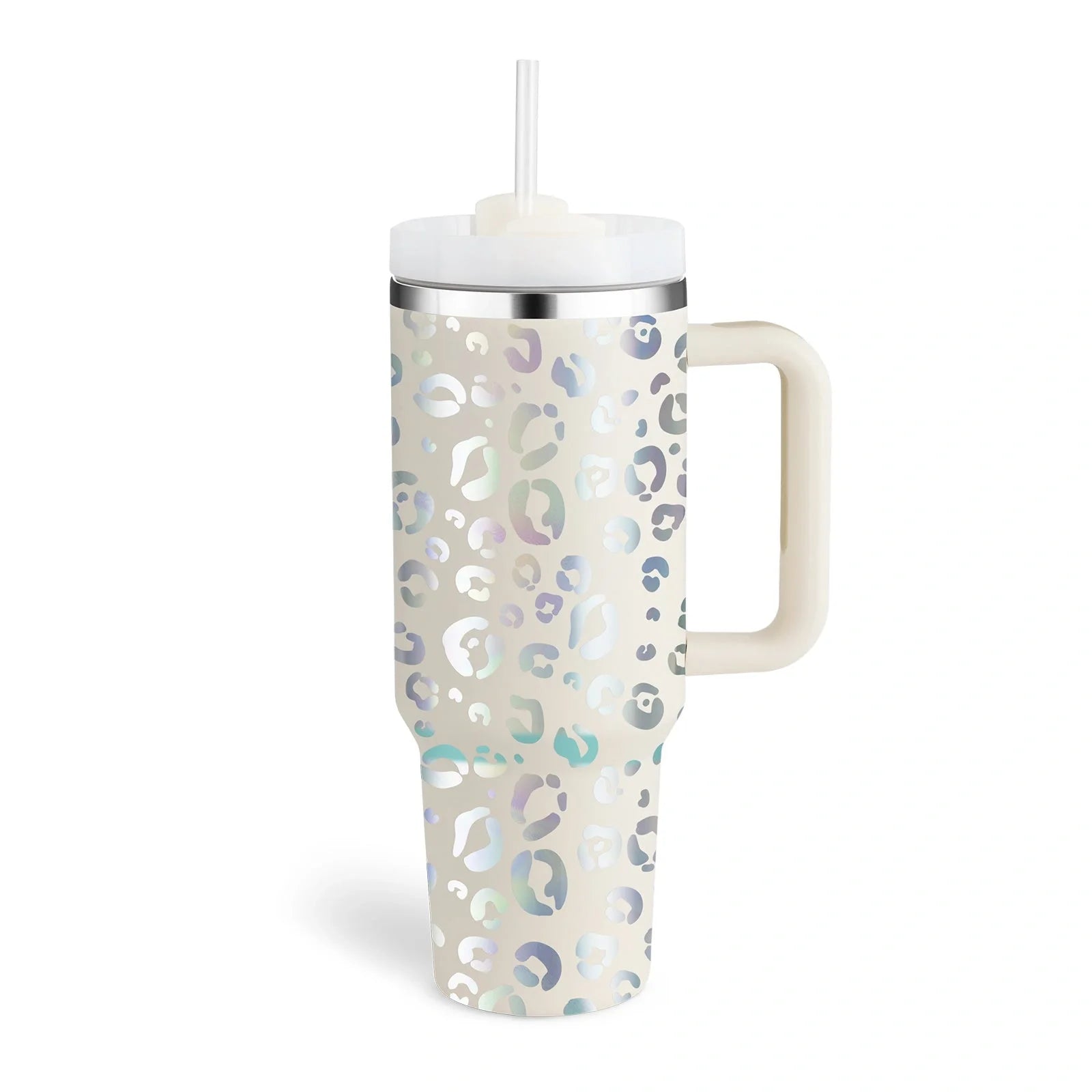 40oz stainless steel straw coffee mug with handle, ideal for travel