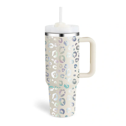 40oz stainless steel straw coffee mug with handle, ideal for travel