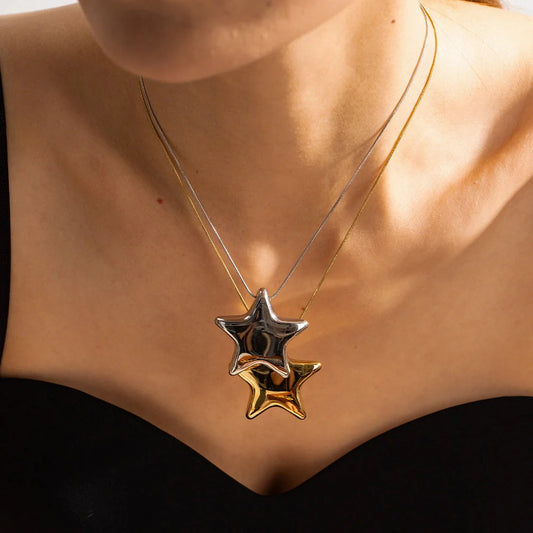 18K gold-plated stainless steel five-pointed star necklace for women