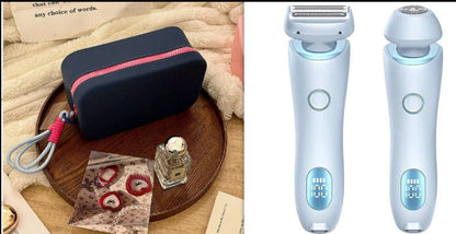 Rechargeable electric shaver for women with dual-head design for whole-body and precision hair removal