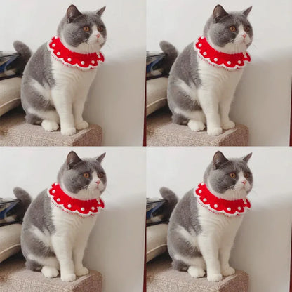 Cartoon pattern wool knitted collar for small pets in milk cotton with adjustable sizing