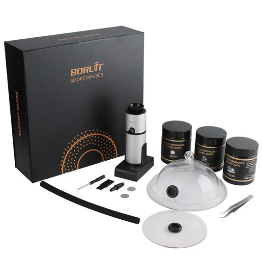 Compact charcoal smoking set with dimensions 290x290x87mm, perfect for outdoor cooking.