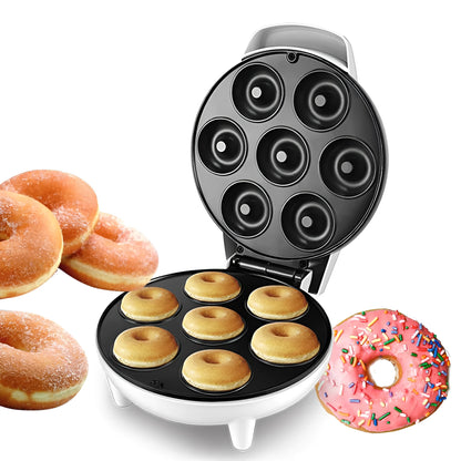 White donut maker machine with 23cm baking pan for homemade doughnuts and cakes