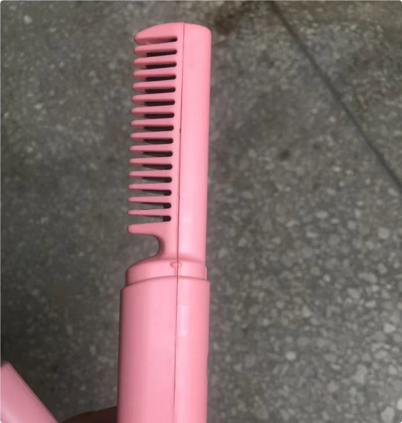 Cordless hair straightener and curler comb with fast heating and negative ion technology for salon-quality styling on the go