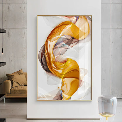 Three-piece abstract yellow and grey canvas painting on 12mm frame, 40x60cm size for modern home walls