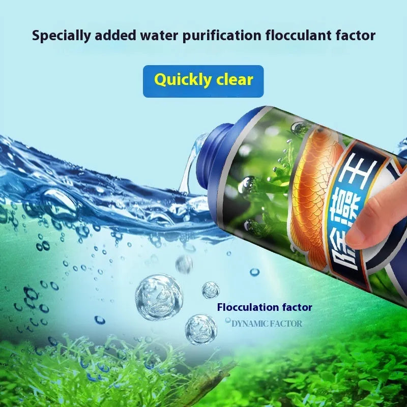 Fish tank and pond algae remover treatment liquid solution anti-algae agent for aquariums and garden water features in 300ml, 700ml, and 1100ml bottle sizes for green algae control and antibacterial action