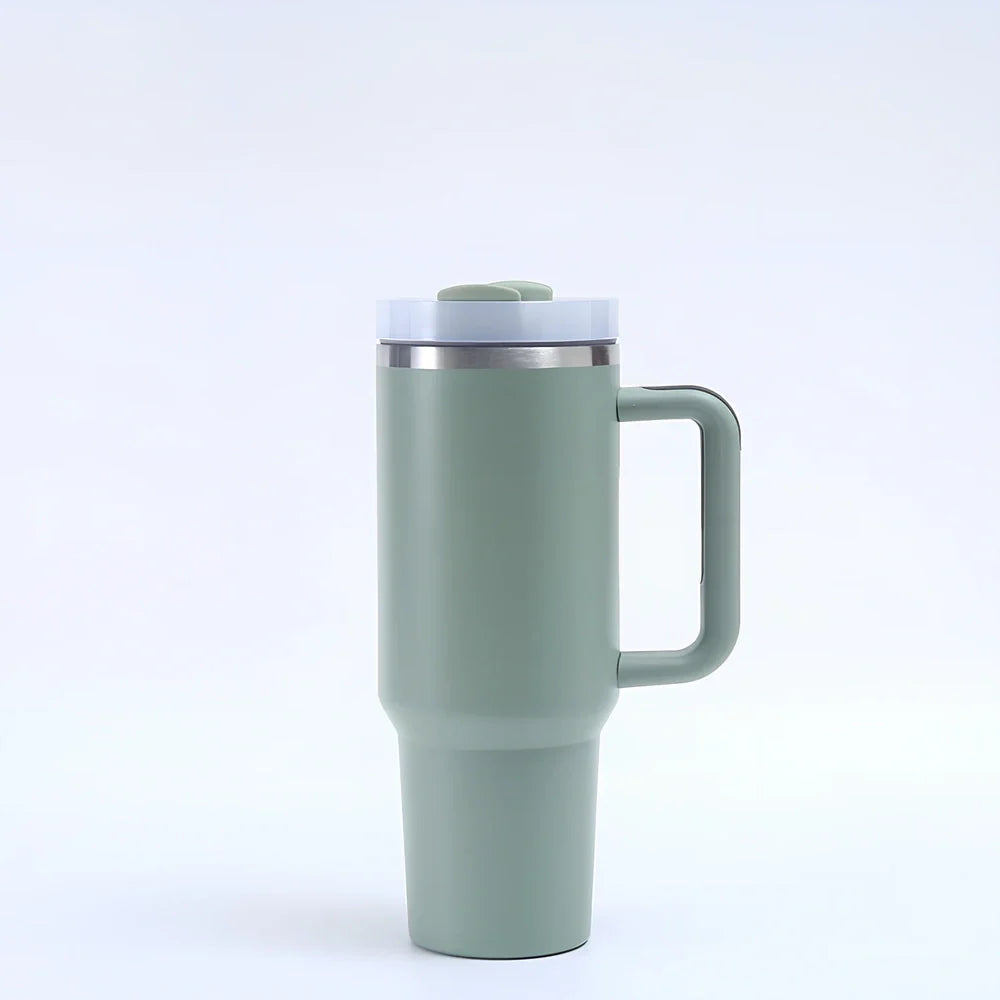 304 stainless steel vacuum cup with double-wall insulation showing 40oz capacity and 26cm height dimensions