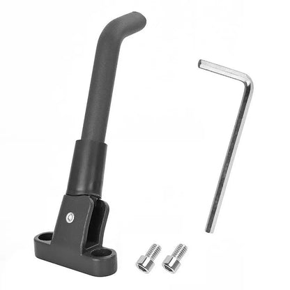 Aluminium electric scooter foot brace accessory in black, white and grey colours with mounting screws