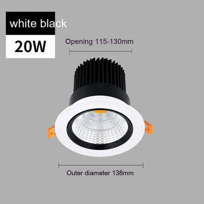 Modern aluminium recessed LED ceiling spotlight with three colour temperature settings shown installed.