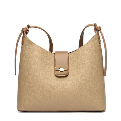 Large-capacity PU leather bucket bag with internal organisation compartments in urban simplicity style