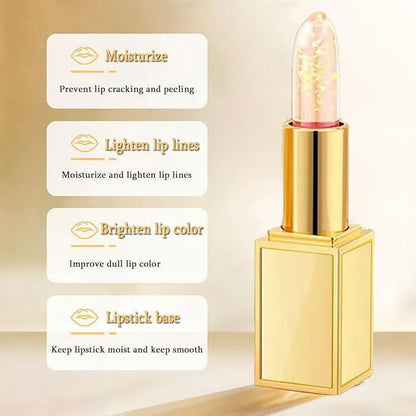 Temperature change lip balm with transparent colour formula in 3.5g lipstick format