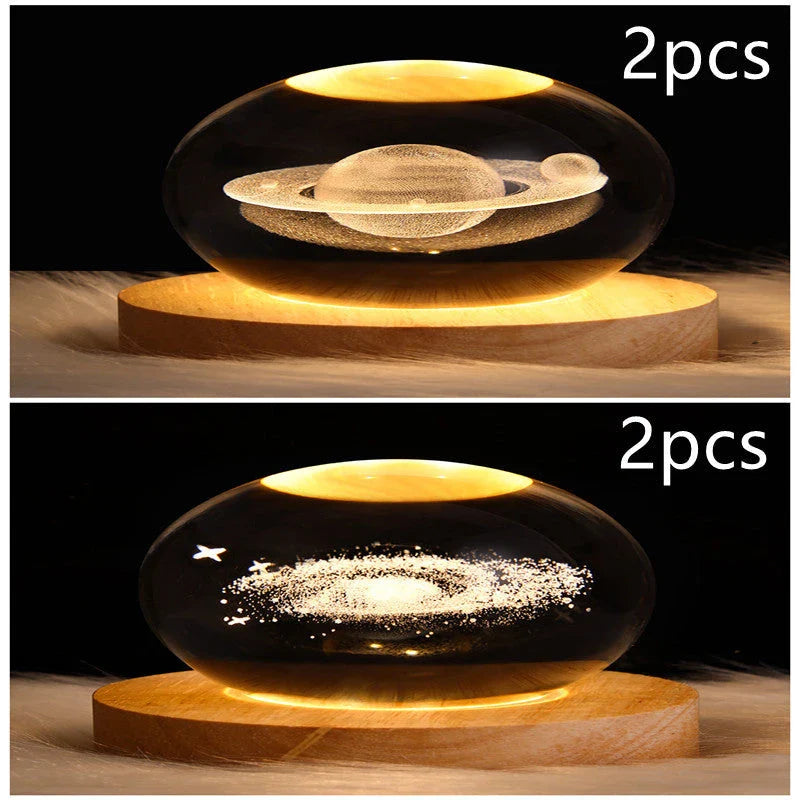 Enchanting galaxy crystal ball night light with 3D pattern, creating a mesmerizing celestial display for bedroom decor