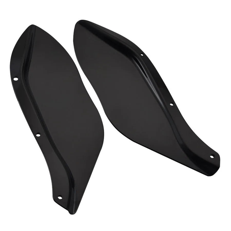 Pair of black ABS plastic side wing head covers for a Harley-Davidson Glide motorcycle.