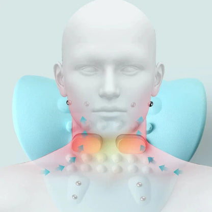 Versatile cervical traction massager with adjustable massage settings and heating function for neck pain relief